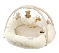 Coperta per Gattonare con Arco di Gioco e Varie Attività, Circa 70x80 cm, Rettangolare, 100% Poliestere, Teddy, Ecrù