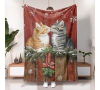 Coperta per gli amanti dei gatti, coperta rossa che si baciano, in morbido pile felpato per decorare la casa, accogliente inverno per divano, viaggi e letto, 127 x 152 cm