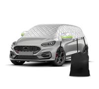Coperta per grandine semi-garage compatibile con Ford Fiesta Hatchback 2008 - 2023, protezione neve mezza copertura auto 6 strati di copertura spessa impermeabile con cinghia antivento strisce