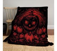 Coperta per Halloween 200 x 200cm, morbida coperta di Halloween, Arti oscure Jack-O'-Lantern malvagio, coperta in flanella Decorazione per Halloween, per feste, letto