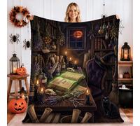 Coperta per Halloween, tema libro degli incantesimi, 152 x 203 cm | Tema della Biblioteca delle Streghe, Coperte Fuzzy, Bottiglie di Pozione Mistica, Decorazione Fantasiosa Fantasia