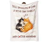 Coperta per il 2° anniversario di matrimonio, regalo per lui e lei, coperta per coppia di gatti, 2° anniversario di cotone, regalo di nozze per uomini, donne, marito, moglie, coppia, 2 anni di