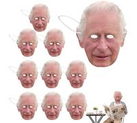 Coperta per il viso di festa senza cappello di re Carlo III | 10 Copertina realistica del viso di re Carlo III - Decorazioni per feste di incoronazione Costume da celebrità per travestimento reale