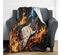 Coperta per letto con chitarra elettrica, 101,6 x 127 cm, morbida e leggera, coperta in flanella per divano, sedia, ufficio, campeggio, viaggi