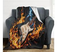 Coperta per letto con chitarra elettrica, 127 x 152,4 cm, morbida e leggera, coperta in flanella per divano, sedia, ufficio, campeggio, viaggi