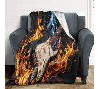 Coperta per letto con chitarra elettrica, 127 x 177,8 cm, morbida e leggera, coperta in flanella per divano, sedia, ufficio, campeggio, viaggi