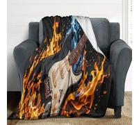 Coperta per letto con chitarra elettrica, 76,2 x 127 cm, morbida e leggera, coperta in flanella per divano, sedia, ufficio, campeggio, viaggi