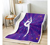 Coperta per letto da ginnastica viola, con stelle e strisce, leggera, morbida e di lusso, coperta in pile per danza, arte artistica, coperta in flanella per divano, camera da letto, ufficio, viaggi