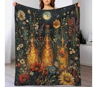 Coperta per Letto per Divano,Leggero Coperta Pile Lancio Flower Cocktail Flower Plants Star Moon Flanella E Calda Sedia Plaid Divano L