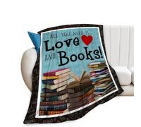 Coperta per libri, regalo per gli amanti dei libri, in pile di flanella, pelosa, morbida, calda, accogliente, in peluche, per letto, divano, soggiorno, decorazione farcita per bambini e adulti, 127 x