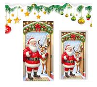 Coperta per porta di Natale - Tessuto in poliestere 100D 90 x 180 cm | Decorazione per porta di tuioel con Babbo spirituoel, renna, decorazione, banner decorativo di | interni esterni feste di Natale