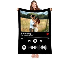 Coperta Personalizzata con Foto , Coperta di canzoni, coperta di Spotify，Regali per Neonati, Bambini, Donne, Uomini, Regali Personalizzati per San Valentino, Festa del Papà e Festa della Mamma