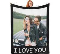 Coperta Personalizzata con Foto e Scritta - Plaid Personalizzato per Donna, Uomo, Coppia e Famiglia - coperta divano per San Valentino, Festa del Papà e Festa della Mamma idee regali natale
