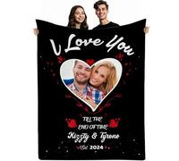 Coperta personalizzata con immagini e parole, coperta accogliente in flanella personalizzata per lui e lei, regalo di anniversario di matrimonio, Natale, compleanno