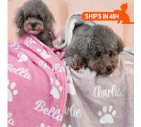 Coperta personalizzata con nome di cucciolo/gattino di ragazza/ragazzo, coperta personalizzata con nome di cane/gatto con motivo a zampa/osso di pesce, regalo di compleanno per animali domestici, rega