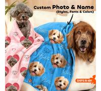 Coperta personalizzata con nome di cucciolo/gattino per ragazze/ragazzi, coperta personalizzata con nome di cane/gatto con motivo a zampa/lisca di pesce, regalo di compleanno per animali domestici, re