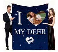 Coperta personalizzata con renna per divano, coperta personalizzata per gli amanti dei cervi, regalo unico per mamma e papà, accogliente regalo di compleanno per gli amanti degli animali domestici