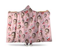 Coperta Personalizzata donna Felpa Oversize con Foto del viso Personalizzate coperta indossabile vestaglia pile Confortevole e Morbido plaid regali personalizzati