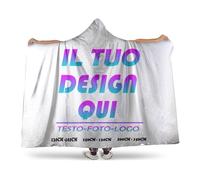 Coperta Personalizzata donna Felpa Oversize con Foto Testo logo Personalizzate coperta indossabile vestaglia pile Confortevole e Morbido plaid regali personalizzati