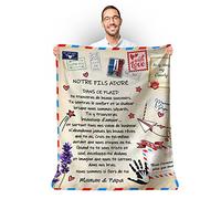 Coperta personalizzata in pile morbido per regalare a suo figlio idea regalo insolito utile per compleanno, Natale, festa del papà, decorazione del mio figlio firmato mamma e papà, 150x200 cm