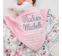 Coperta personalizzata Lovey con nome ricamato personalizzato, regalo personalizzato per compleanno, baby shower, Natale (90 x 140 cm)