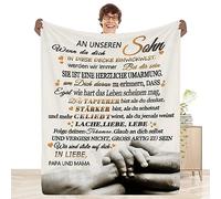 Coperta Personalizzata PJLJC per Figlio, Mamma e Papà, Morbida e Calda, 150 x 200 cm, Stampa con Lettere, Genitore A Figlio A