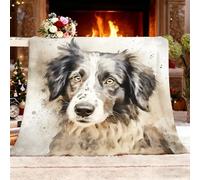 Coperta Pile Blanket 130x150cm Ritratto Di Cucciolo Di Animale Coperta Calda Accogliente e Spessa per Tutte le Stagioni Anti-sbiadimento Grigio Chiaro per Letto, Divano, Sedia e Divano Regalo Perfetto
