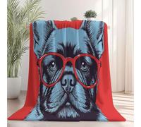 Coperta Pile Bulldog francese Pop Red Mirror Coperta Plaid Pile Divano Blanket in Flanella, 220 x 240 cm Coperta Letto Bambini Calore Morbida, Coperta Leggera Per Campeggio Blu Rosso