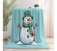 Coperta Pile Cappello verde da pupazzo di neve dei cartoni Coperta Plaid Pile Divano Blanket in Flanella, 150 x 200 cm Coperta Letto Bambini Calore Morbida, Coperta Leggera Per Campeggio Blu Verde