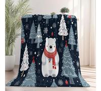 Coperta Pile Cartone animato di Natale orso polare albero Coperta Plaid Pile Divano Blanket in Flanella, 150 x 100 cm Coperta Letto Bambini Calore Morbida, Coperta Leggera Per Campeggio Blu Rosso