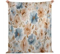 Coperta Pile Colori misti floreali realistici Coperta Plaid Pile Divano Blanket in Flanella, 220 x 260 cm Coperta Letto Bambini Calore Morbida, Coperta Leggera Per Campeggio Beige