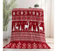 Coperta Pile Fiocchi di neve a forma di cervo natalizio Coperta Plaid Pile Divano Blanket in Flanella, 80 x 120 cm Coperta Letto Bambini Calore Morbida, Coperta Leggera Per Campeggio Rosso Bianco