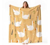 Coperta Pile Fumetto pastorale dell'oca bianca Coperta Plaid Pile Divano Blanket in Flanella, 220 x 260 cm Coperta Letto Bambini Calore Morbida, Coperta Leggera Per Giallo senape Bianco avorio