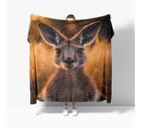 Coperta Pile in Extra Morbido, Simpatico Animale Canguro Singolo Coperta Flanella Divano 130x150 cm, Coperta Plaid Letto Calore, Copriletto, Oro Coperta Regali per Ragazzi e Ragazze