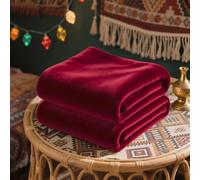 Coperta Pile Matrimoniale 200 x 240 cm Accogliente e Spessa Coperta in Microfibra per Tutte Le Stagioni per Divano e Grande Letto Matrimoniale, Weinrot