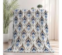Coperta Pile Motivo floreale bohémien Coperta Plaid Pile Divano Blanket in Flanella, 220 x 260 cm Coperta Letto Bambini Calore Morbida, Coperta Leggera Per Campeggio Beige