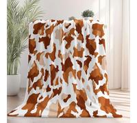 Coperta Pile Mucca dei cartoni animati a strisce marroni Coperta Plaid Pile Divano Blanket in Flanella, 220 x 260 cm Coperta Letto Bambini Calore Morbida, Coperta Leggera Per Campeggio Beige