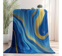 Coperta Pile Oro fluido astratto Coperta Plaid Pile Divano Blanket in Flanella, 220 x 260 cm Coperta Letto Bambini Calore Morbida, Coperta Leggera Per Campeggio Blu navy