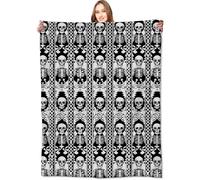 Coperta Pile Plaid Gothic Skull Horror Black And White Skeleton Day of The Dead Morbida Coperta Termica Accogliente Plaid Pile Blanket per Soggiorno intérieur Letto