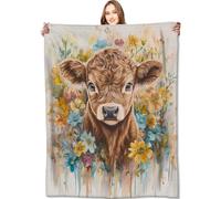 Coperta Pile Singolo Sweet Highland Cow Calda Coperta di Flanella Leggera Plaid Flanella per Ufficio Sedia Ufficio Divano