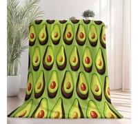 Coperta Pile Stampa completa Avocado verde Coperta Plaid Pile Divano Blanket in Flanella, 220 x 260 cm Coperta Letto Bambini Calore Morbida, Coperta Leggera Per Campeggio Verde Marrone