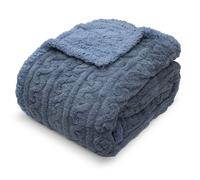 Coperta Plaid agnellato matrimoniale disegno treccia 6859