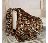 Coperta Plaid, Coperta Pelosa, Super Morbida Fluffy Coperta Pelliccia, Lussuose Coperte in Pelliccia Sintetica, Coperta Artificiale con Leopardo, Coperte Decorative Divano Letto-180×150 cm