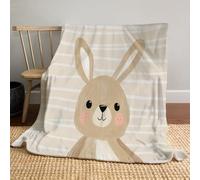 Coperta Plaid In Pile Di Flanella,Microfibra Morbido Durevole E Caldo Illustrazione Per Bambini 3D Stampa Peluche Coperte Copriletti Per Letto Divano Soggiorno (Coniglio Beige Carino,130×150 Cm)