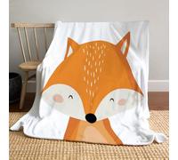 Coperta Plaid In Pile Flanella,Microfibra Morbido Durevole E Caldo Illustrazione Un Simpatico Animale Del Bosco 3D Stampa Peluche Coperte Copriletti Per Letto Divano Soggiorno (Volto Volpe,200×220Cm)