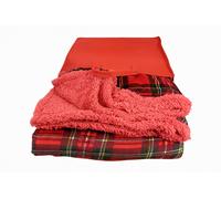 Coperta Plaid matrimoniale in pile coral sherpa agnellato con elegante borsa