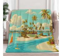 Coperta Plaid per bambini Palme Tropicali Isolane, flanella calda e confortevole coperta da divano Accogliente e lussuosa per adulti e adolescenti, Verde, 150 x 200 cm
