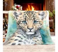 Coperta Plaid Pile 100X130 cm Dipinto Ad Acquerello Di Un Leopardo Coperta TV Sherpa Super soffice e soffice Marrone Decorativa per Divano Letto, Accogliente, Nessun Odore, Antistatico
