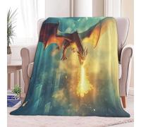 Coperta Plaid Pile Stile Fantasy Drago Coperta da Letto in Flanella 150 x 200 cm Coperta Pile Morbida, Leggera, Soffice, Accogliente e Lussuosa Coperta in Microfibra