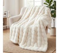 Coperta Plaid Super Morbida Pile Peluche di Coniglio Caldo e Spesso 230 x 280 cm, 1000 g/m² Divano Coperta Fluffy di Alta Qualità, Versatile Coperta Matrimoniale per Camera da Letto Viaggi, Bianco